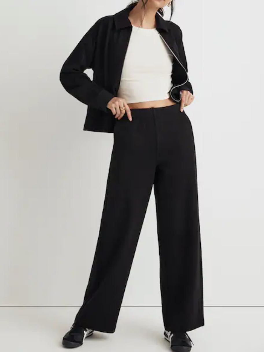 Madewell Black Ponte Wide Leg Pants